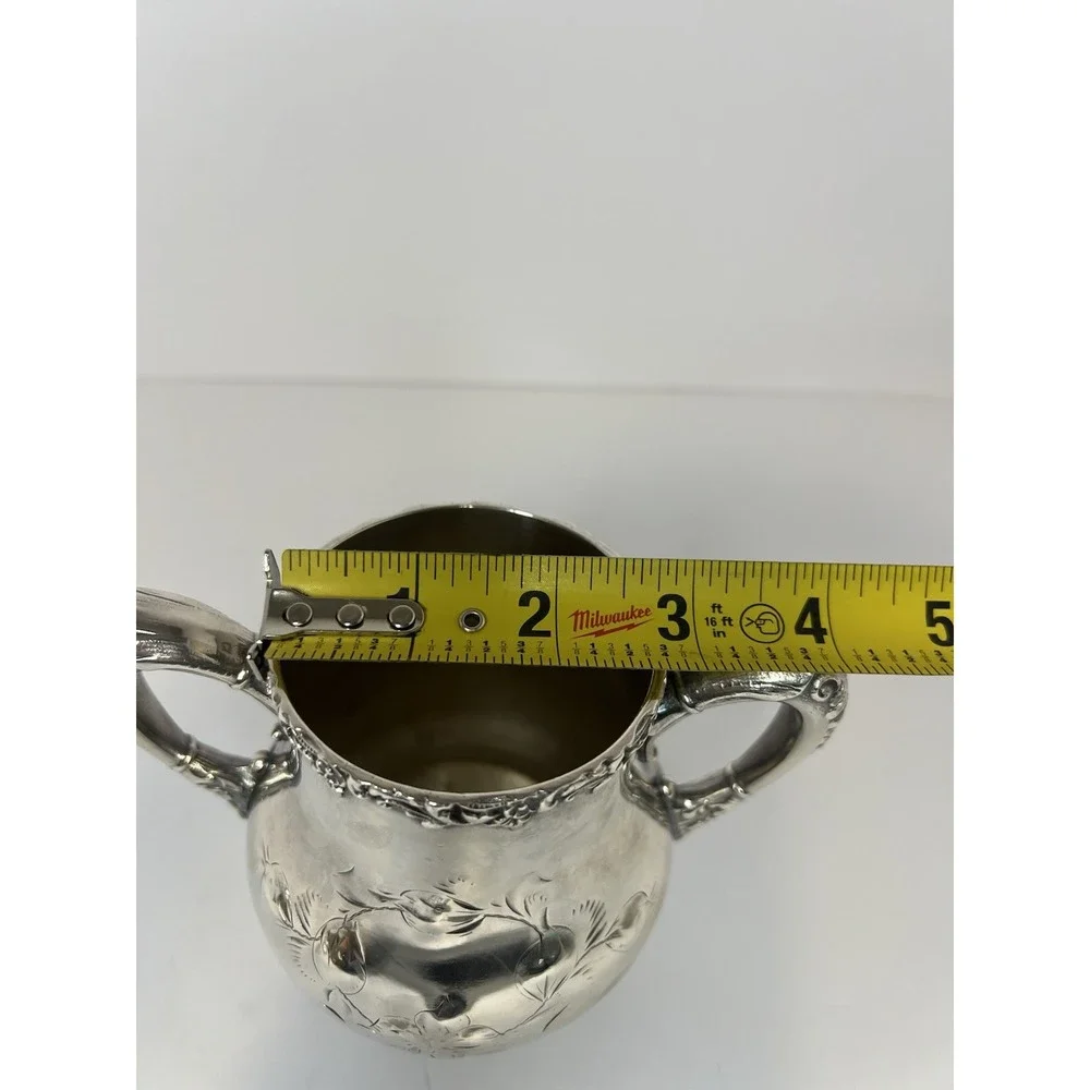 Silverplate Sugar Bowl antique‎ Mermod Jaccard Quadruple C. 1880s Victorian